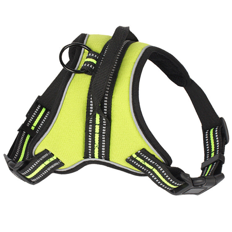 HKM-3888189 Adjustable Pet Harness for Medium to Large Dogs - Black, Orange, Green, with Chest Strap
