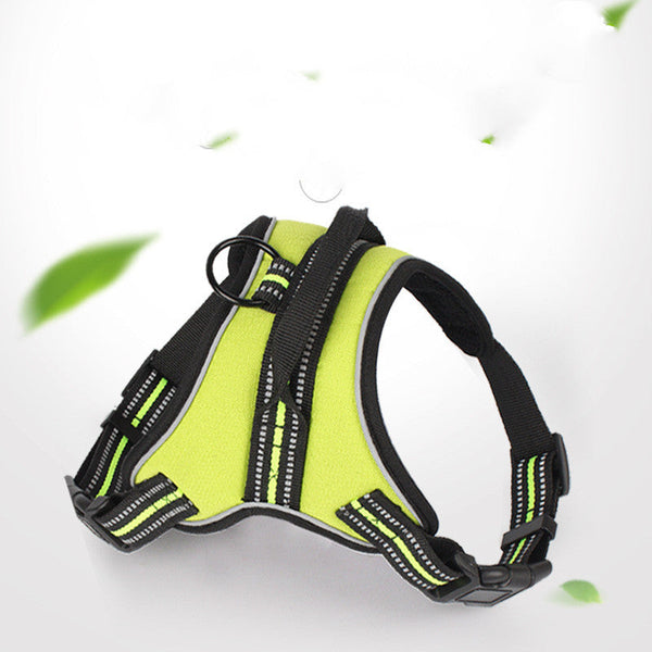 HKM-3888189 Adjustable Pet Harness for Medium to Large Dogs - Black, Orange, Green, with Chest Strap