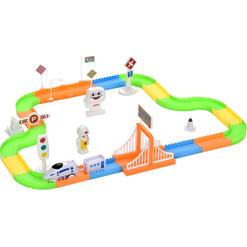 HKM-388819 Electric Train Playset with 51 Pieces for DIY Assembly - Educational Slot Toy for Ages 2 to 4