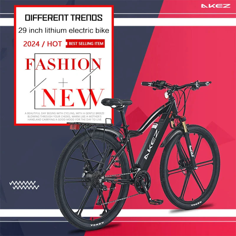HKM-388883 29-Inch 48V 500W Electric Hybrid Commuter and Off-Road E-Bike with Removable Battery and Hydraulic Disc Brakes