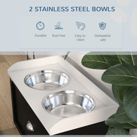 HKM-3889085 Elevated Pet Feeding Station with Storage for Large Dogs - Stainless Steel Bowls