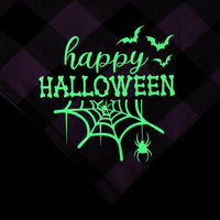 HKM-3889469 Luminous Halloween Pet Saliva Towel in Plaid Design with Pumpkin, Bat, and Castle Patterns