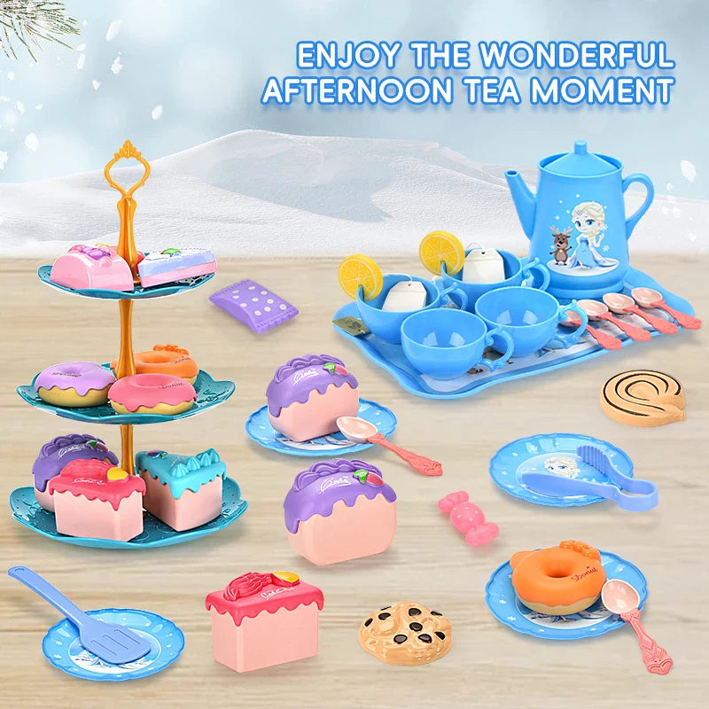 HKM-389011 Colourful Snow Princess Pretend Kitchen Afternoon Tea Set for Children