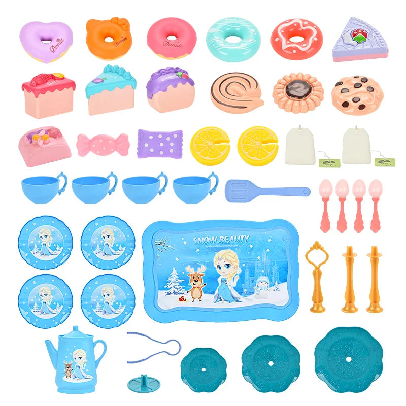 HKM-389011 Colourful Snow Princess Pretend Kitchen Afternoon Tea Set for Children