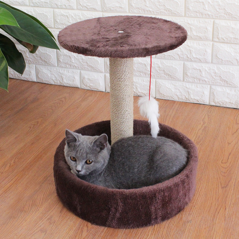HKM-3892157 Cozy Small Cat Tree with Sisal Toy and Jumping Platform for Cats Up to 6kg