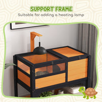 HKM-3892541 Indoor Tortoise Habitat with Shelf Storage and Weather Protection in Yellow