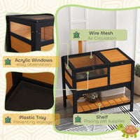 HKM-3892541 Indoor Tortoise Habitat with Shelf Storage and Weather Protection in Yellow