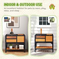 HKM-3892541 Indoor Tortoise Habitat with Shelf Storage and Weather Protection in Yellow