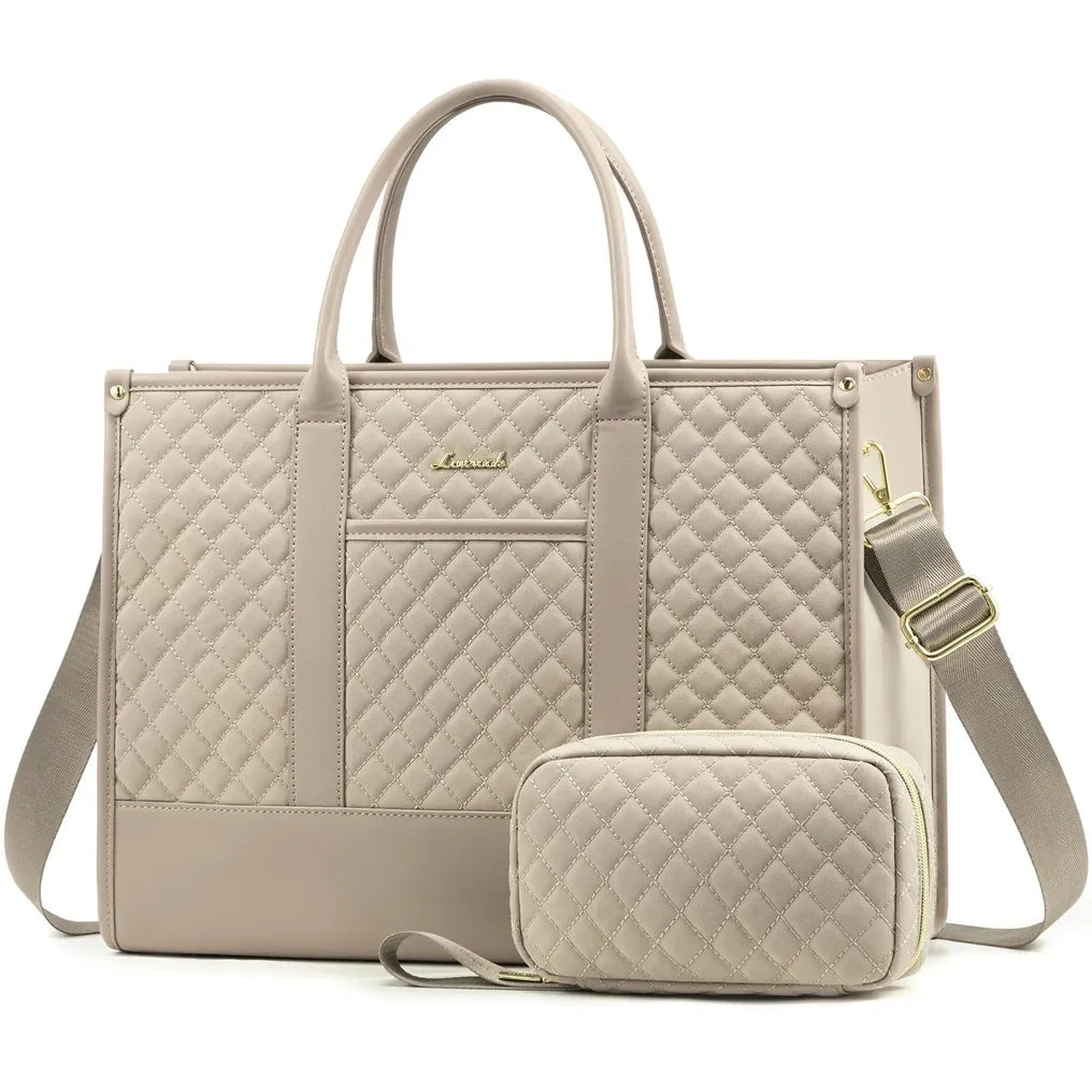 HKM-389267 Stylish 2-Piece Waterproof Business Tote and Laptop Bag Set for Travel and Work