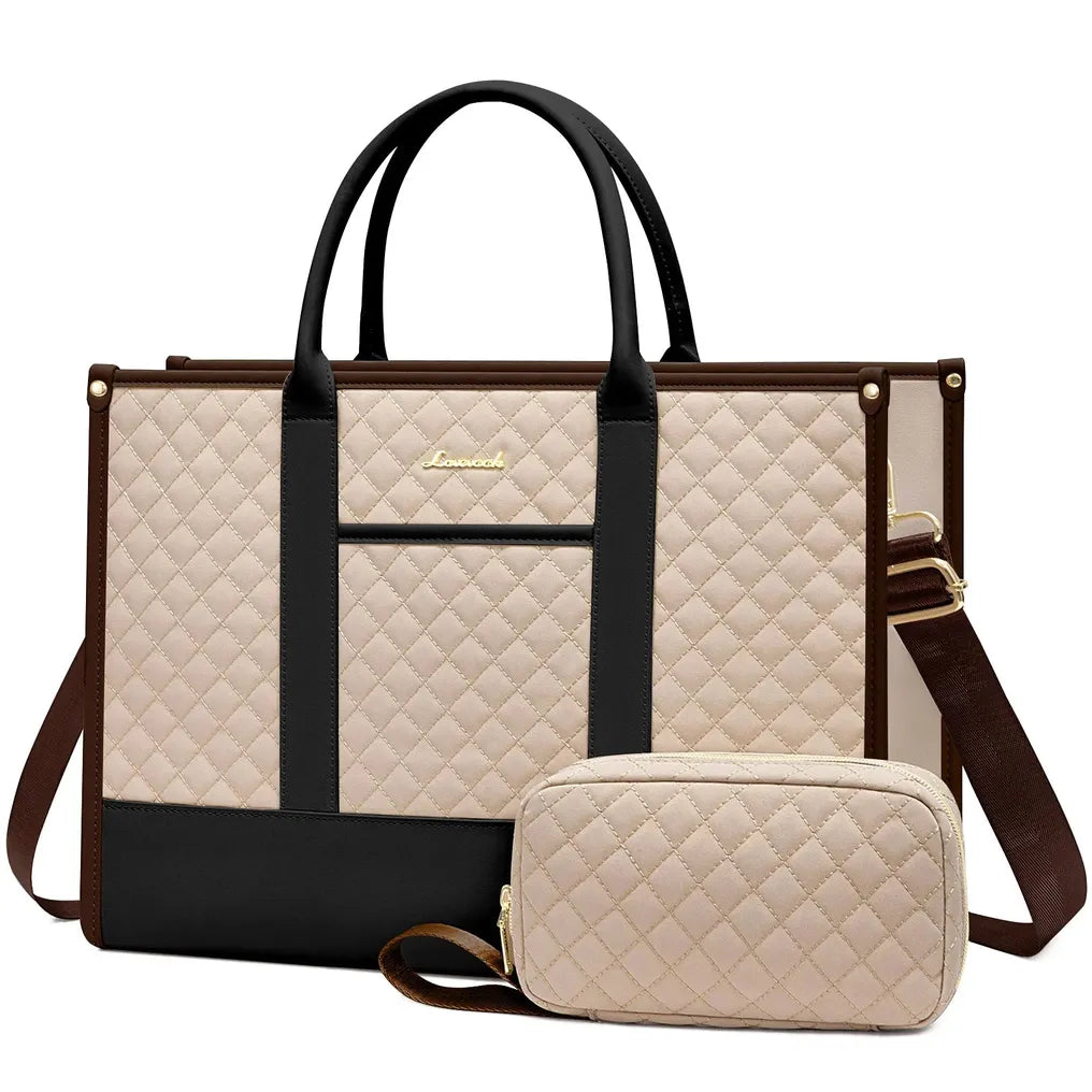 HKM-389267 Stylish 2-Piece Waterproof Business Tote and Laptop Bag Set for Travel and Work