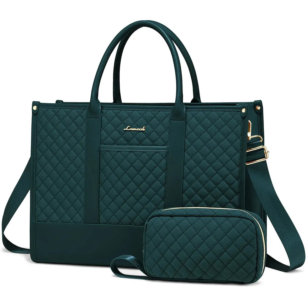 HKM-389267 Stylish 2-Piece Waterproof Business Tote and Laptop Bag Set for Travel and Work