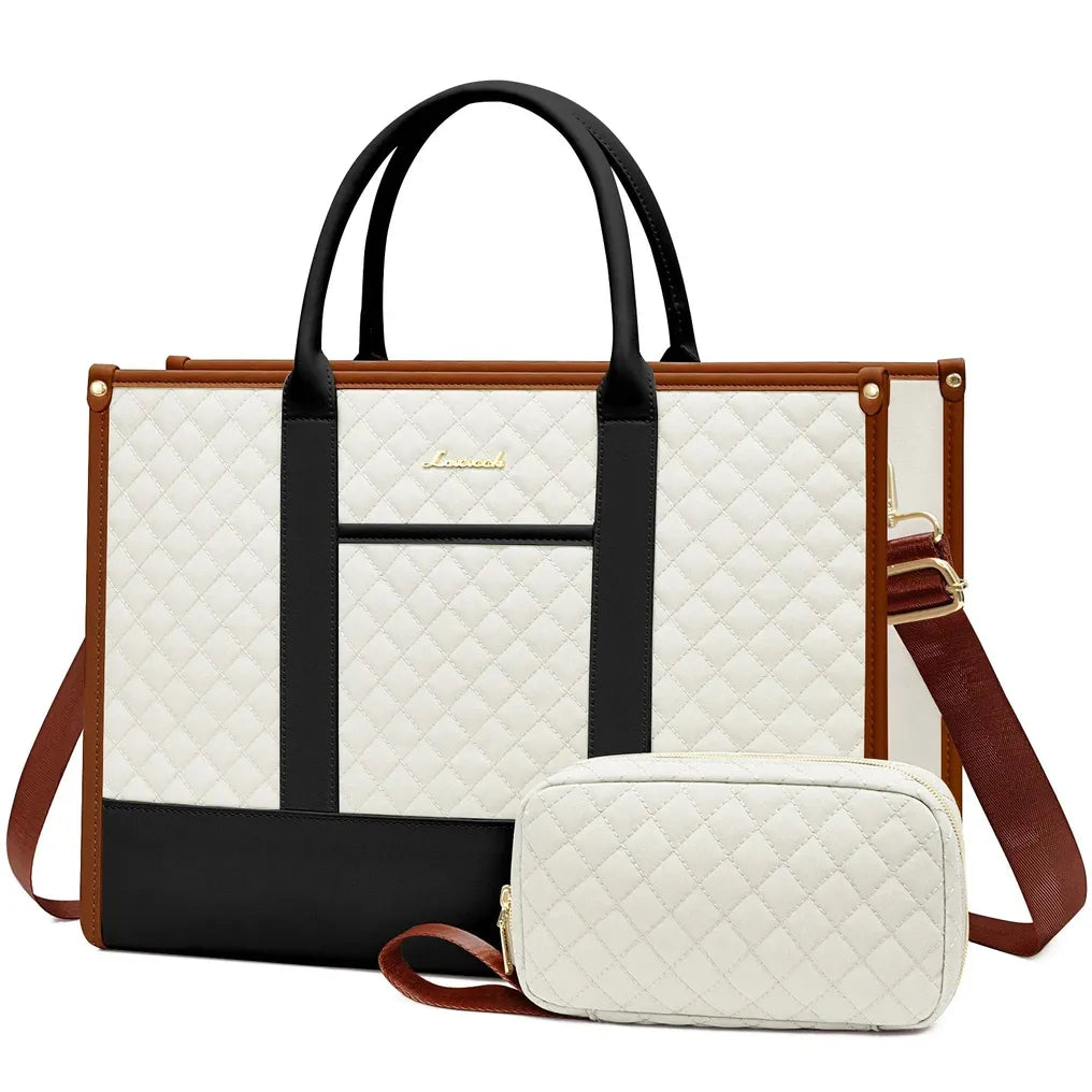 HKM-389267 Stylish 2-Piece Waterproof Business Tote and Laptop Bag Set for Travel and Work