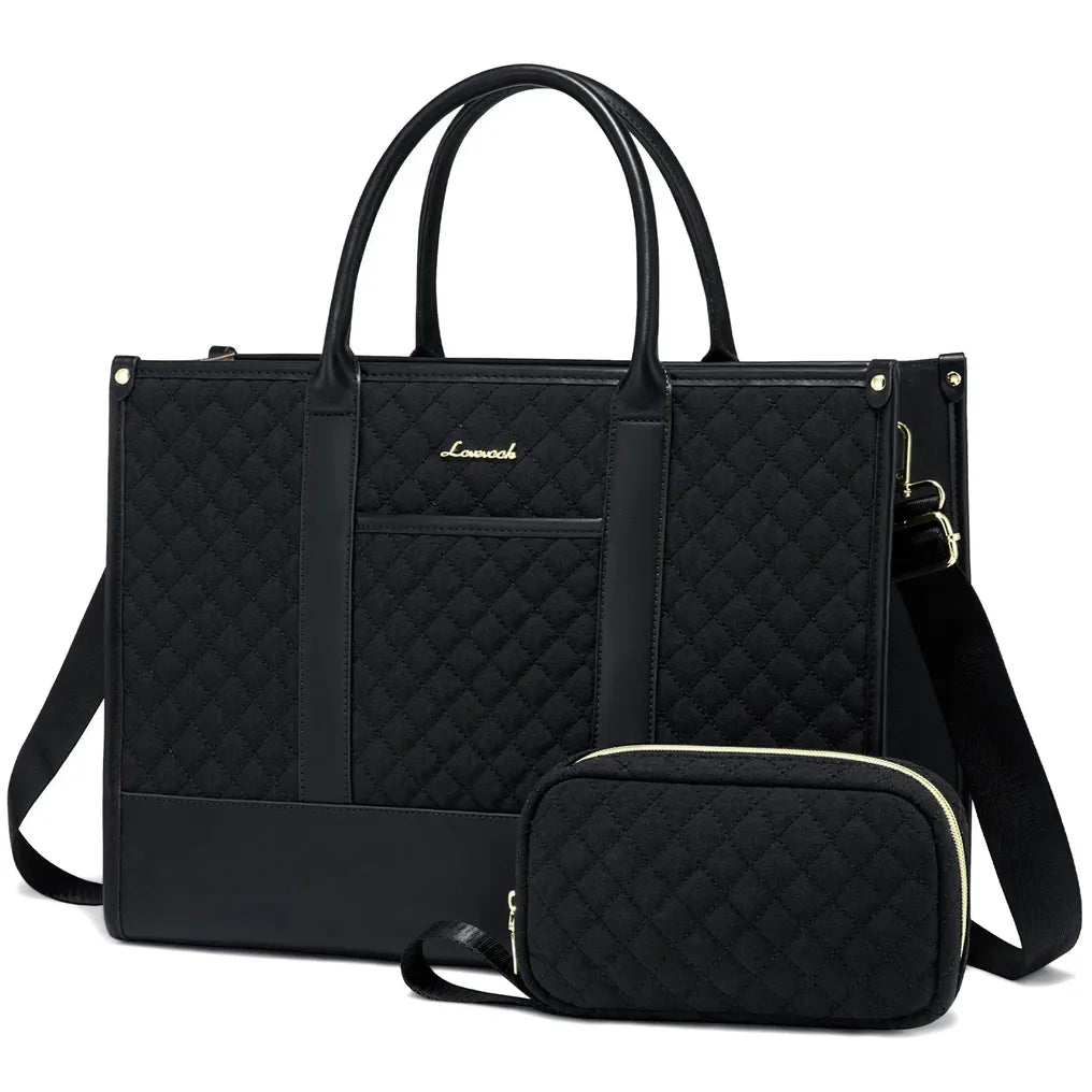 HKM-389267 Stylish 2-Piece Waterproof Business Tote and Laptop Bag Set for Travel and Work
