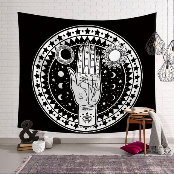HKM-389267 Sun and Moon Hand Tapestry for Multifunctional Use as Home Decor, Beach Towel, and More