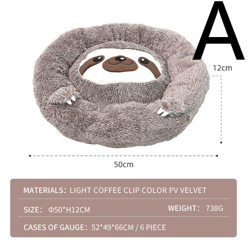 HKM-3892925 Sloth-Shaped Plush Pet Bed for Cozy Relaxation and Comfort