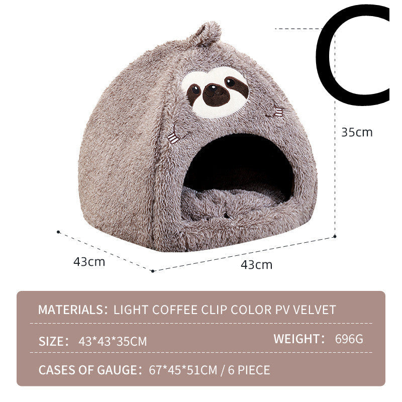 HKM-3892925 Sloth-Shaped Plush Pet Bed for Cozy Relaxation and Comfort