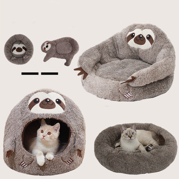 HKM-3892925 Sloth-Shaped Plush Pet Bed for Cozy Relaxation and Comfort