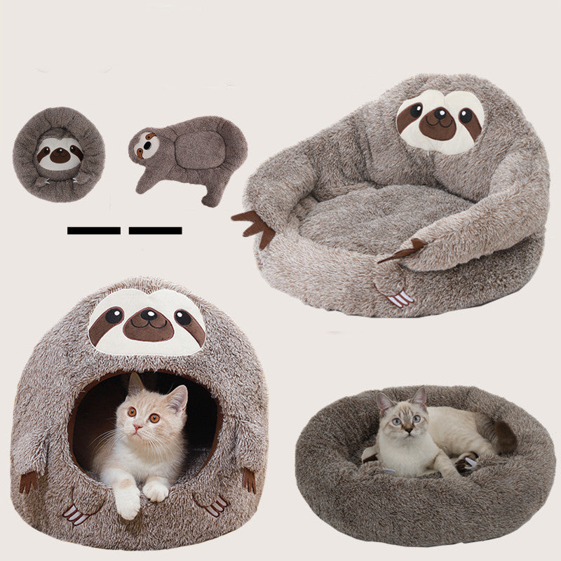 HKM-3892925 Sloth-Shaped Plush Pet Bed for Cozy Relaxation and Comfort