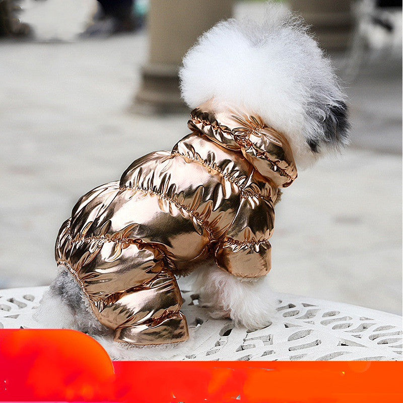HKM-3893309 Pomeranian Bichon Casual Pet Clothes in Tyrant Gold and Sky Silver