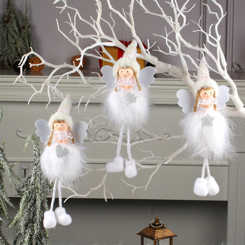 HKM-389331 Plush Angel Girl Doll Christmas Tree Decoration - Long Leg Pendant Ornament