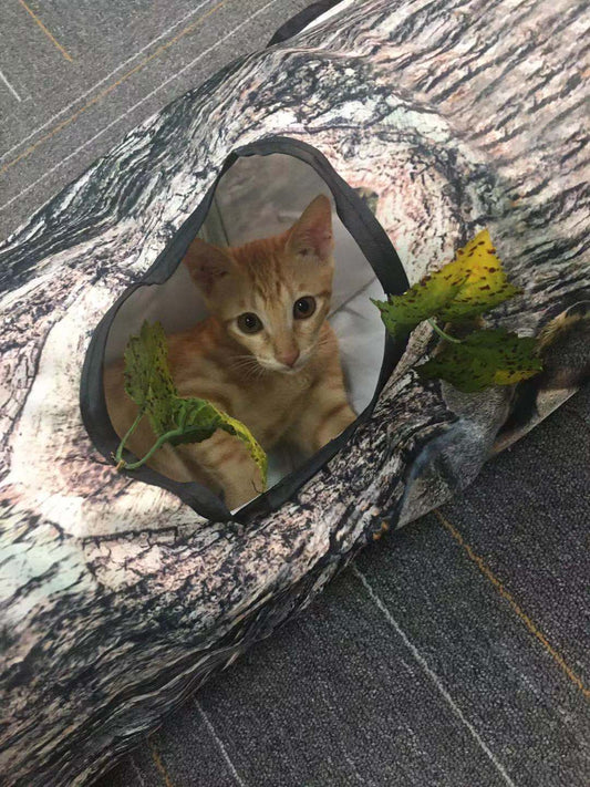 HKM-3893949 Creative Tree Pattern Cat Tunnel - 150cm Polyester Cloth with Three Channels for Cats and Dogs