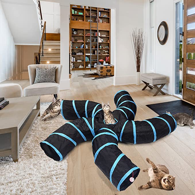 HKM-3893949 Creative Tree Pattern Cat Tunnel - 150cm Polyester Cloth with Three Channels for Cats and Dogs