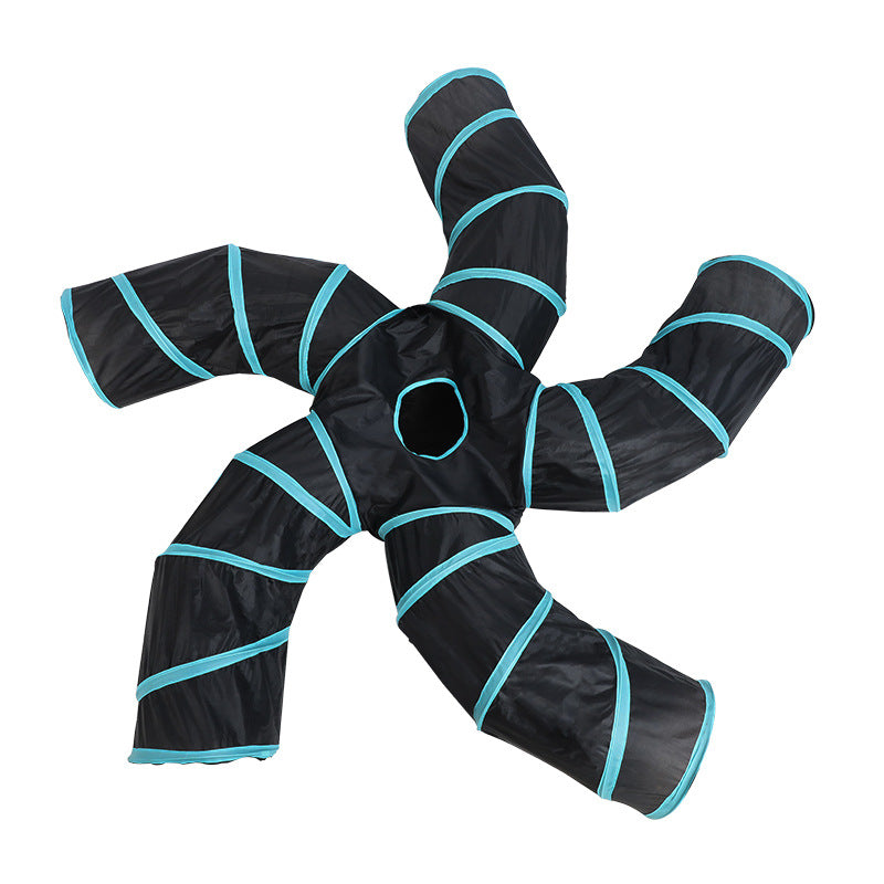 HKM-3893949 Creative Tree Pattern Cat Tunnel - 150cm Polyester Cloth with Three Channels for Cats and Dogs