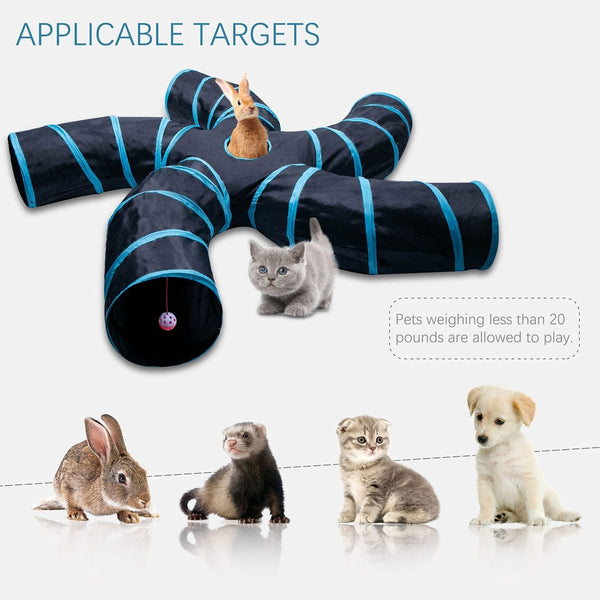 HKM-3893949 Creative Tree Pattern Cat Tunnel - 150cm Polyester Cloth with Three Channels for Cats and Dogs