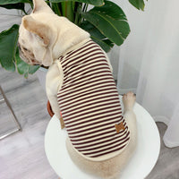 HKM-3894461 Personalized Summer Dog Clothes in Coffee, Black or Yellow Stripes - Cotton Fabric, Multiple Sizes Available