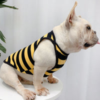 HKM-3894461 Personalized Summer Dog Clothes in Coffee, Black or Yellow Stripes - Cotton Fabric, Multiple Sizes Available