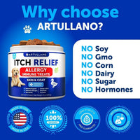 HKM-3894717 Dog Allergy Relief Chews for Itchy Skin and Seasonal Allergies, Fish Oil Formula, 120 Soft Treats for Immune and Skin Health