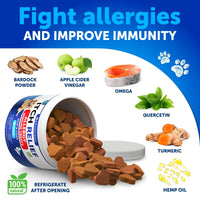HKM-3894717 Dog Allergy Relief Chews for Itchy Skin and Seasonal Allergies, Fish Oil Formula, 120 Soft Treats for Immune and Skin Health
