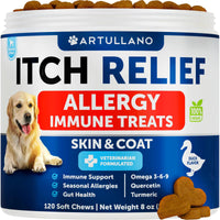 HKM-3894717 Dog Allergy Relief Chews for Itchy Skin and Seasonal Allergies, Fish Oil Formula, 120 Soft Treats for Immune and Skin Health