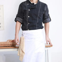 HKM-389587 Men's Summer Chef Overalls with Printed Logo for Restaurant Use - Long Sleeves, Eco-Friendly Materials, Various Colours Available