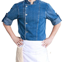 HKM-389587 Men's Summer Chef Overalls with Printed Logo for Restaurant Use - Long Sleeves, Eco-Friendly Materials, Various Colours Available