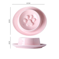 HKM-3896125 Slow Feed Anti-Choking Bowl for Cats and Dogs - Ceramic Pet Food Basin with Neck Protection