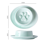 HKM-3896125 Slow Feed Anti-Choking Bowl for Cats and Dogs - Ceramic Pet Food Basin with Neck Protection