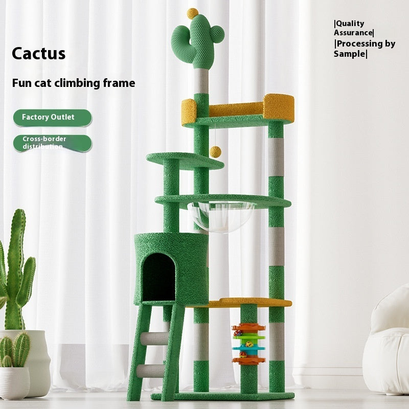 HKM-3897917 Large Pastoral Cactus Cat Climbing Frame in Durable Density Plate