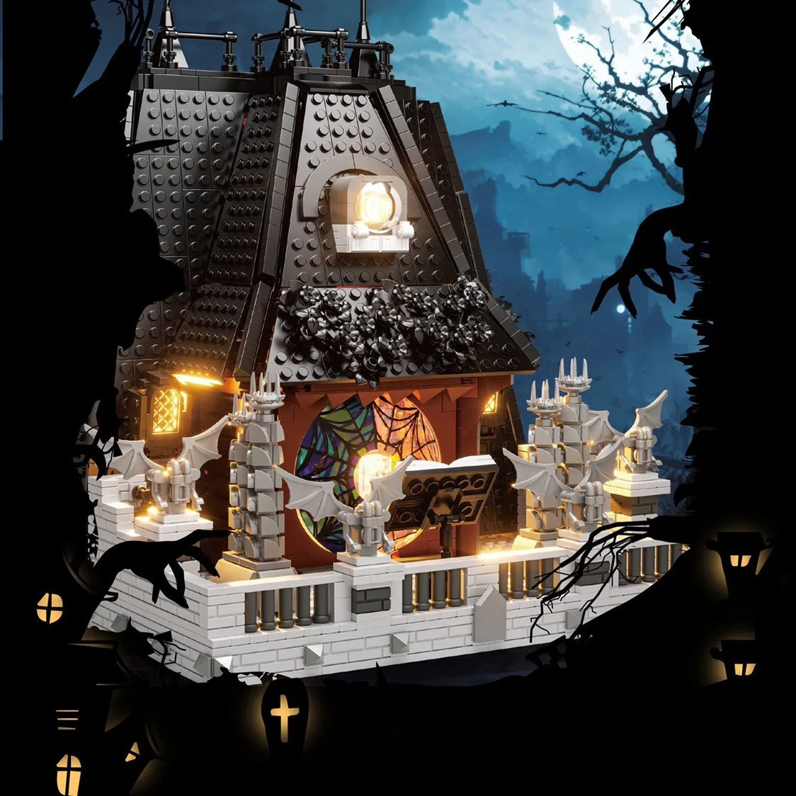 HKM-389843 Black Wednesday House Building Blocks Set for Children - 33214 Moc2419PCS Construction Toy Model