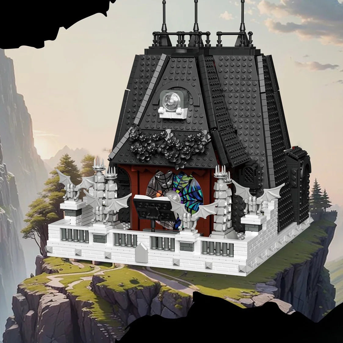 HKM-389843 Black Wednesday House Building Blocks Set for Children - 33214 Moc2419PCS Construction Toy Model