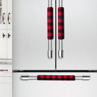 HKM-389843 Festive Black and Red Plaid Refrigerator Door Handle Covers - Set of 3