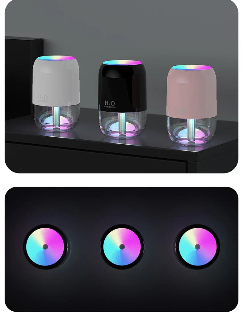 HKM-389907 200ML USB Mini Diffuser Humidifier with Colourful Light and Adjustable Spray Time