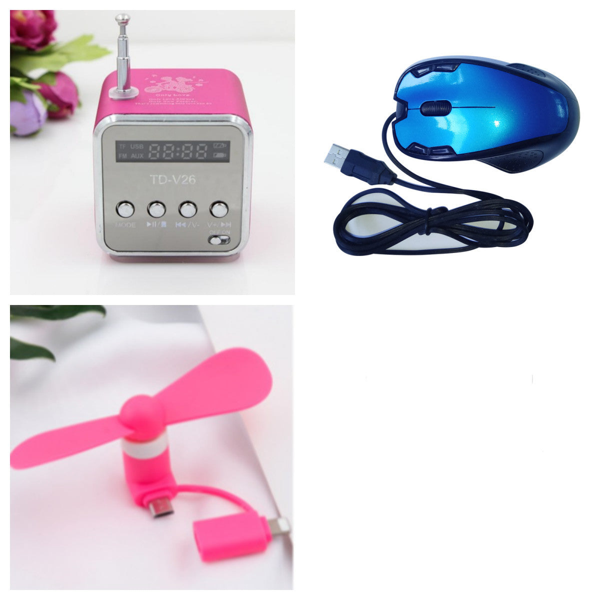 HKM-390035 Portable Mini Bluetooth Speaker with FM Radio and MP3 Player - Compact Soundbar with Micro SD/USB Support and Built-in Rechargeable Battery