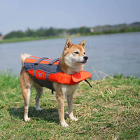 HKM-3900989 Orange Polyester Dog Life Vest for Swimming - Casual Pet Clothing in Sizes XS to XL
