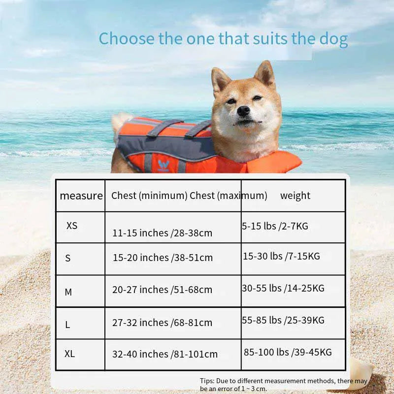HKM-3900989 Orange Polyester Dog Life Vest for Swimming - Casual Pet Clothing in Sizes XS to XL