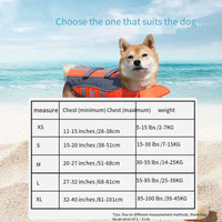 HKM-3900989 Orange Polyester Dog Life Vest for Swimming - Casual Pet Clothing in Sizes XS to XL