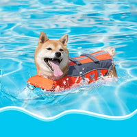 HKM-3900989 Orange Polyester Dog Life Vest for Swimming - Casual Pet Clothing in Sizes XS to XL