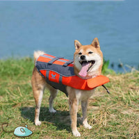 HKM-3900989 Orange Polyester Dog Life Vest for Swimming - Casual Pet Clothing in Sizes XS to XL
