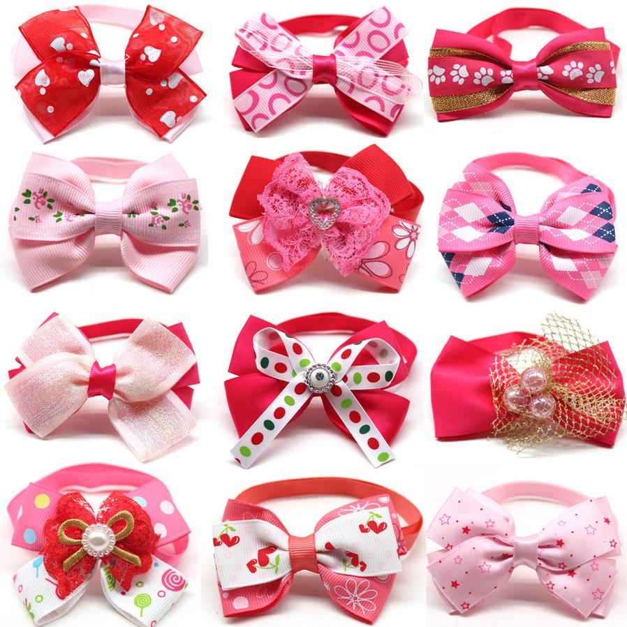 HKM-390099 Princess Style Pink Bow Tie for Dogs and Cats - Universal Fit, 20 Pieces