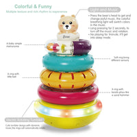 HKM-390163 Montessori Rotating Rainbow Stacking Ring Tower Toy for Early Learning and Development